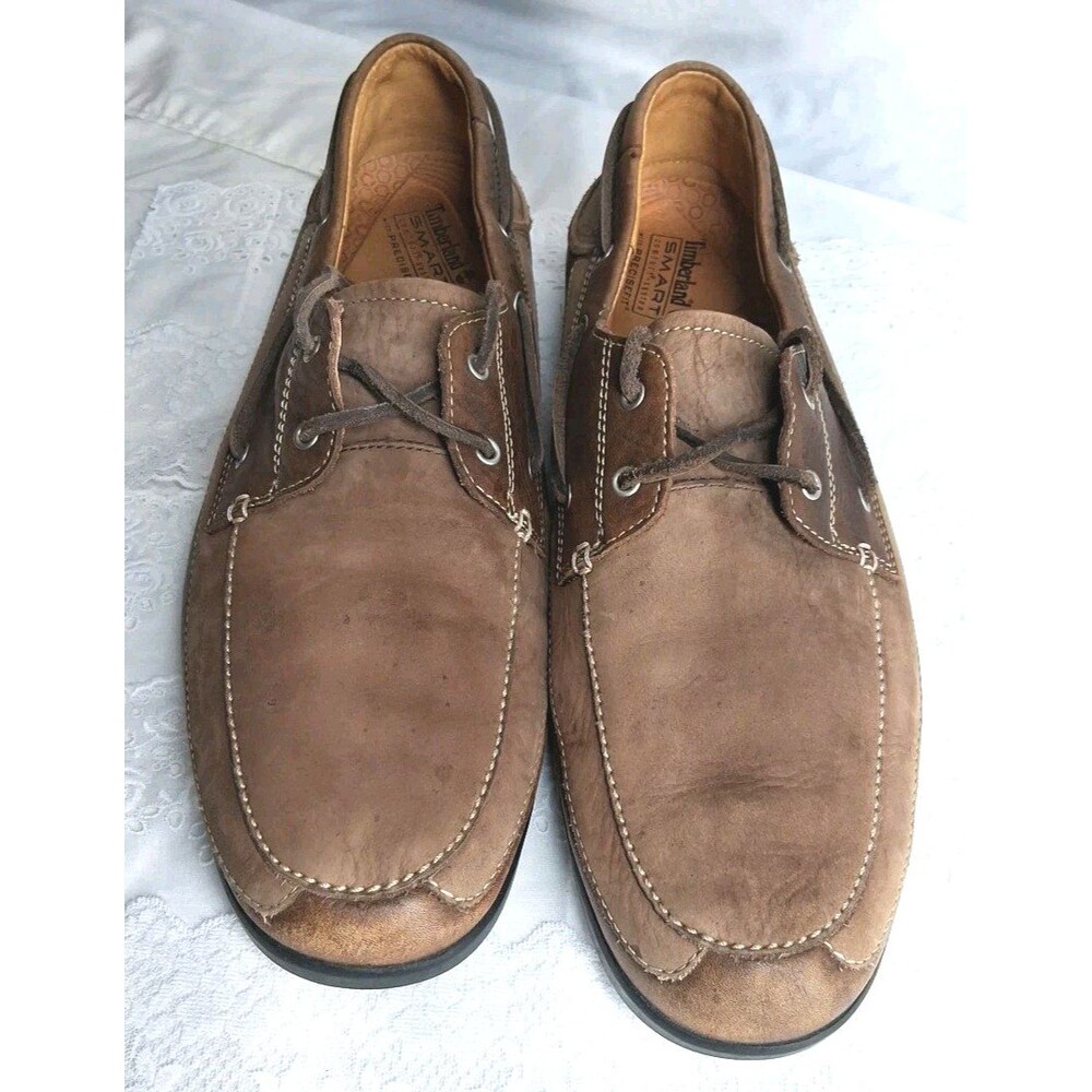 Timberland Smart Comfort Loafers Mens 13 Brown Leather Boat Dock Shoes Summer